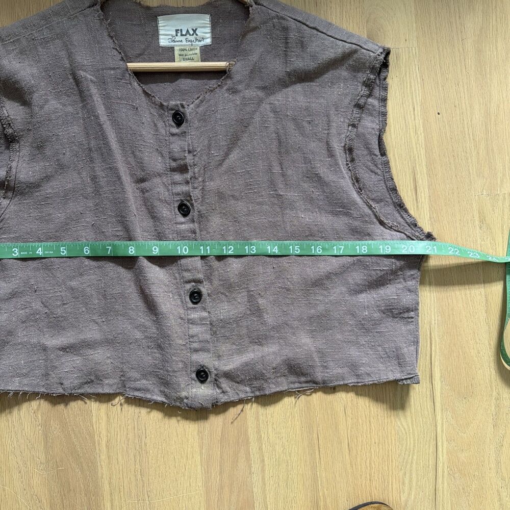Vintage Flax By Jeanne Engelhart Cropped Raw Edge Best Button 100% Linen Size S - Picture 8 of 10